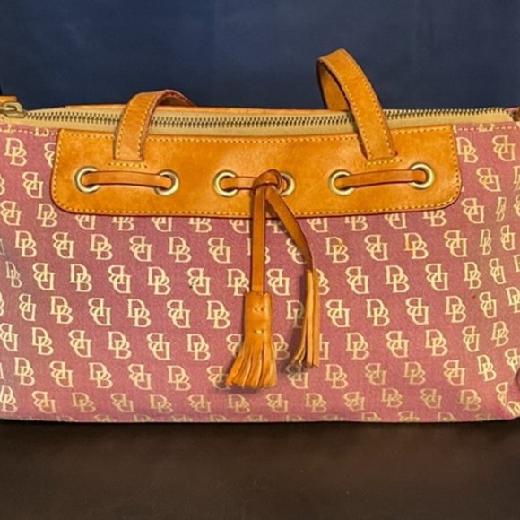 Dooney Bourke Small Leather & Canvas Top Handle Handbag & Wallet - Picture 1 of 5